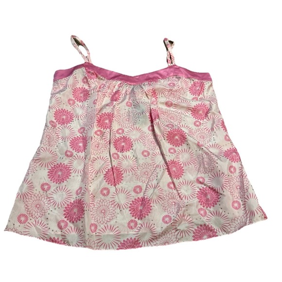 Express Tops - New Express Design Womens Silk Camisole Cami Tank Relaxed Size Medium Pink White